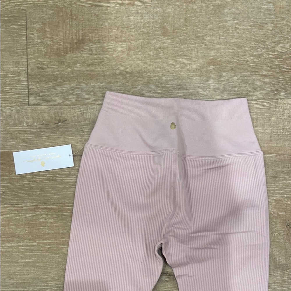 Pink Ribbed Leggings - Picture 3 of 4